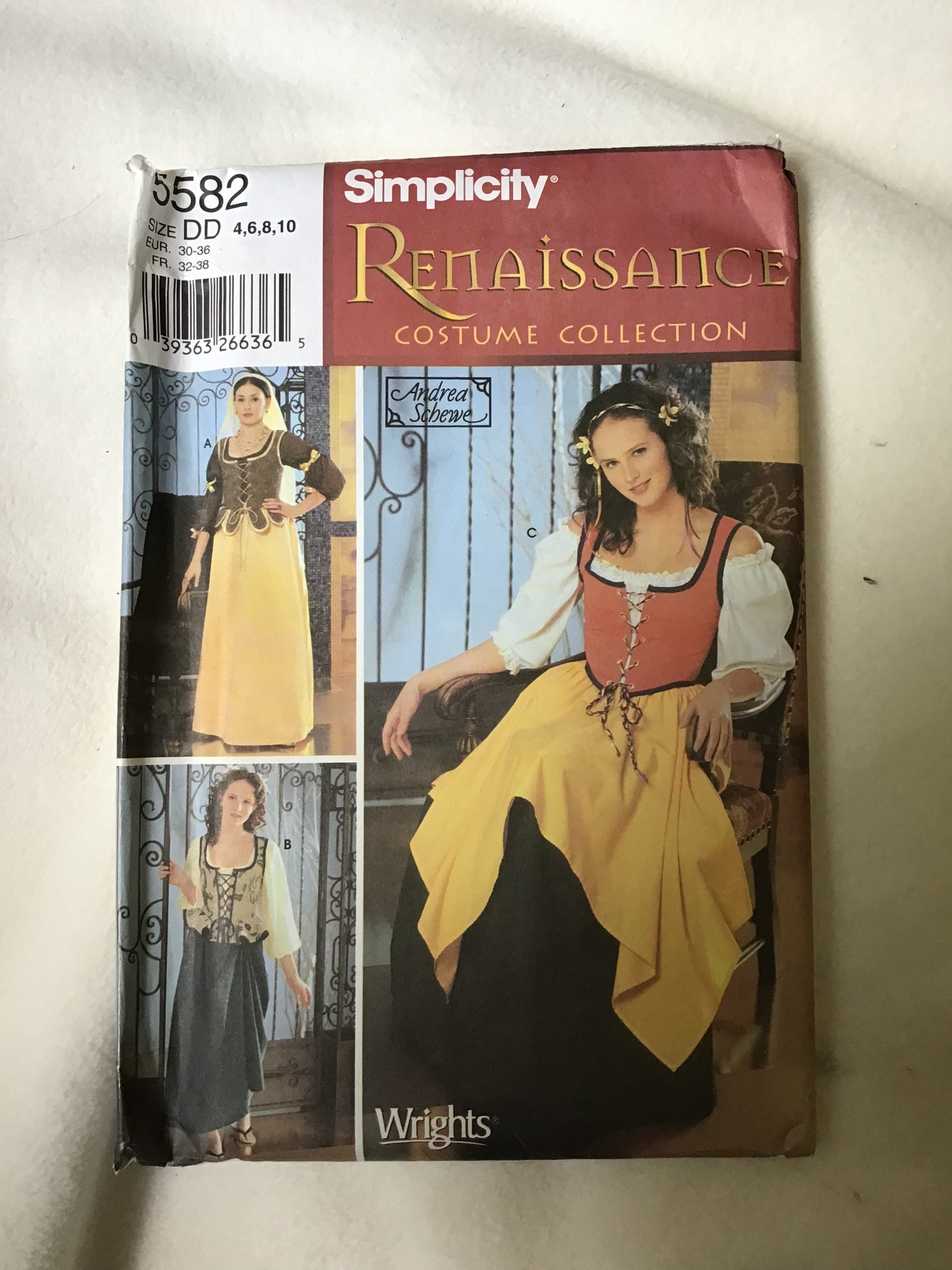 Pattern Simplicity 5582 Renaissance Women's Costume Collection Size 4-10