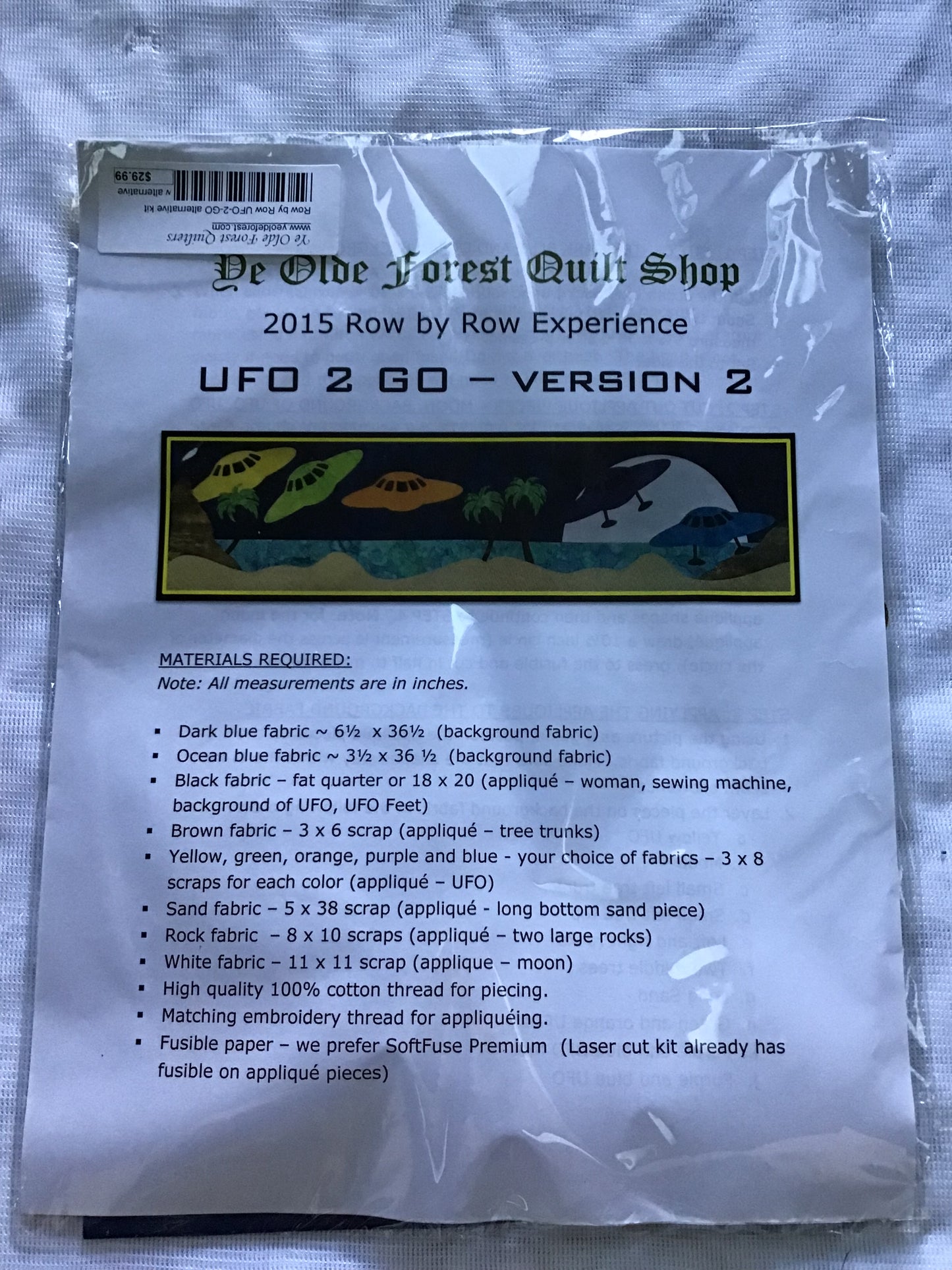 RxR Experience 2015 UFO 2 GO - Version 2 Ye Olde Forest Quilt Shop
