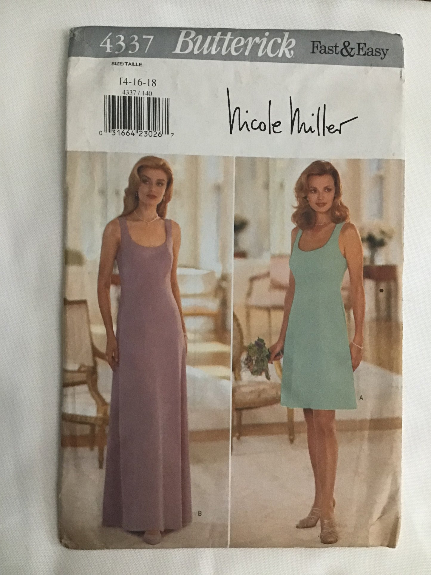 Pattern Butterick 4337 Nicole Miller Fast & Easy Women's Petite Dress Size 14-18