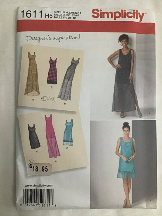 Pattern Simplicity 1611 Women's Petite Dress with Length Variations Size 6-14