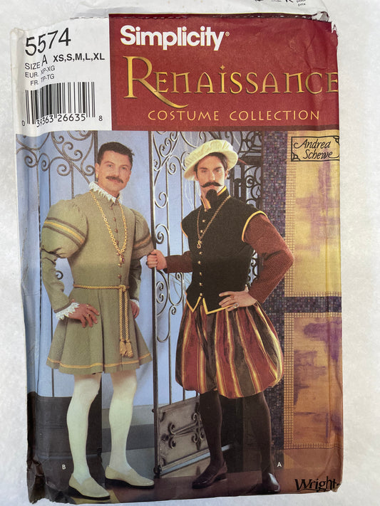 Simplicity Pattern 5574 Men's Renaissance Costume Doublet and pants Size XS-XL