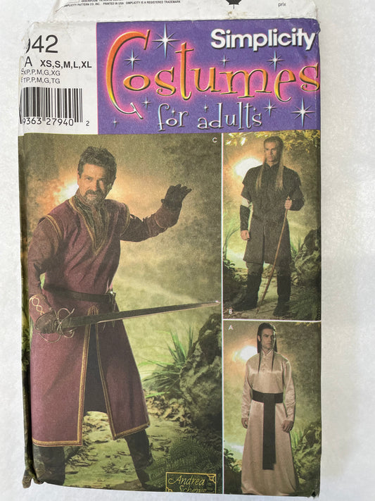 Simplicity Pattern 4942 Men's Costume Tunic, Cape and Gauntlets Size XS-XL