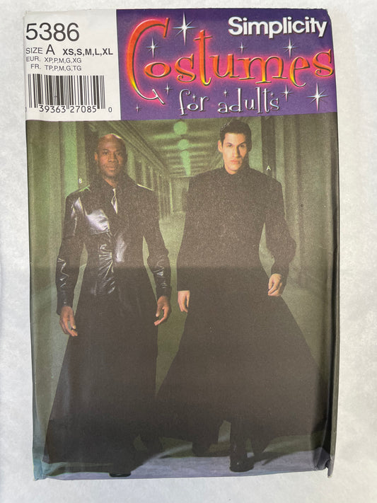 Simplicity Pattern 5386 Men's Costume Duster Size XS-XL