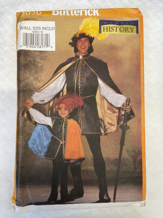 Pattern Butterick 5656 Men's and Boy's Renaissance Costume Size XS-L