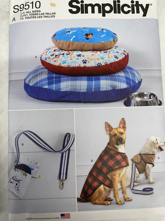 Simplicity Pattern S9510 Dog Beds, Lease, & Harness