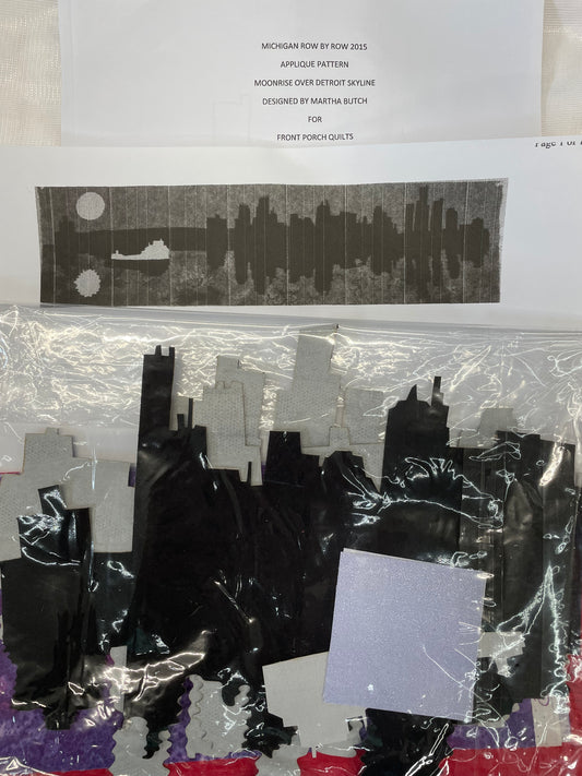 RxR Experience 2015 Moonrise over Detroit Skyline by Front Porch Quilts
