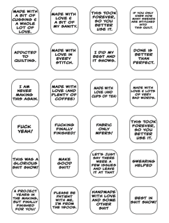 Labels Snarky Quilt Sayings No Cuss Words Included